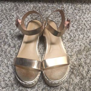 Bamboo Rose gold platform sandals